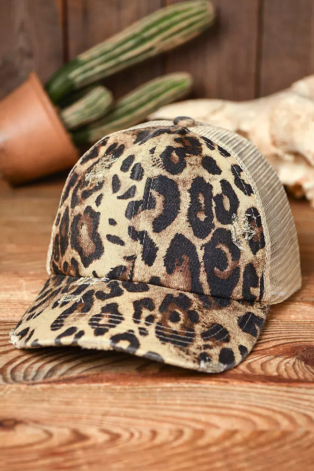 Leopard Criss-Cross Mesh Splicing Baseball Cap Hats & Caps JT's Designer Fashion