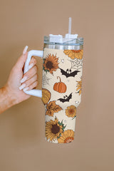 Snow White Halloween Pattern Print Handled Stainless Steel Vacuum Cup Tumblers JT's Designer Fashion