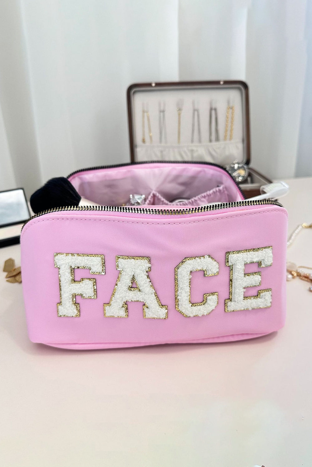 Pirouette Fuzzy FACE Graphic Zipper Portable Makeup Bag Other Accessories JT's Designer Fashion