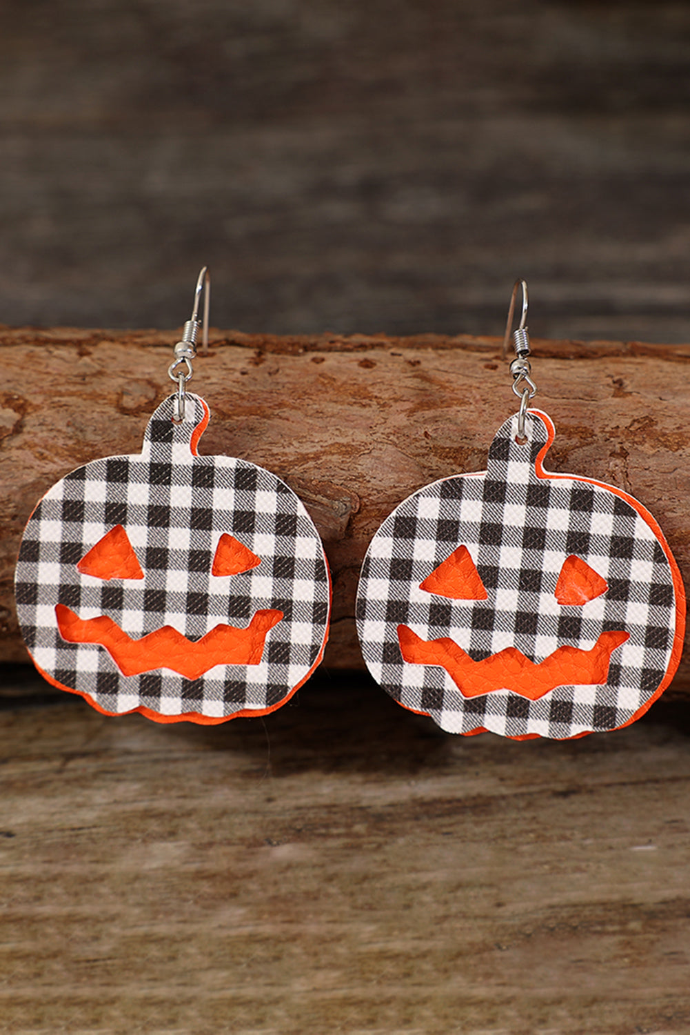 Multicolour Plaid Pumpkin Shape Halloween Drop Earrings Jewelry JT's Designer Fashion