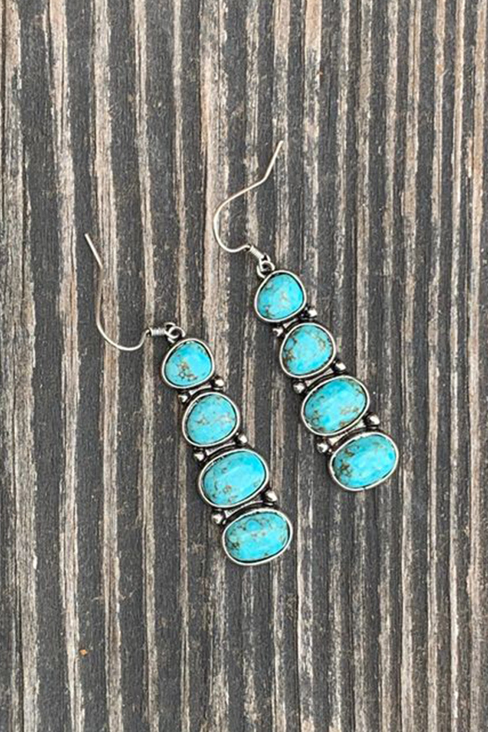 Stone Green Turquoise Stacked Dangle Earrings Jewelry JT's Designer Fashion