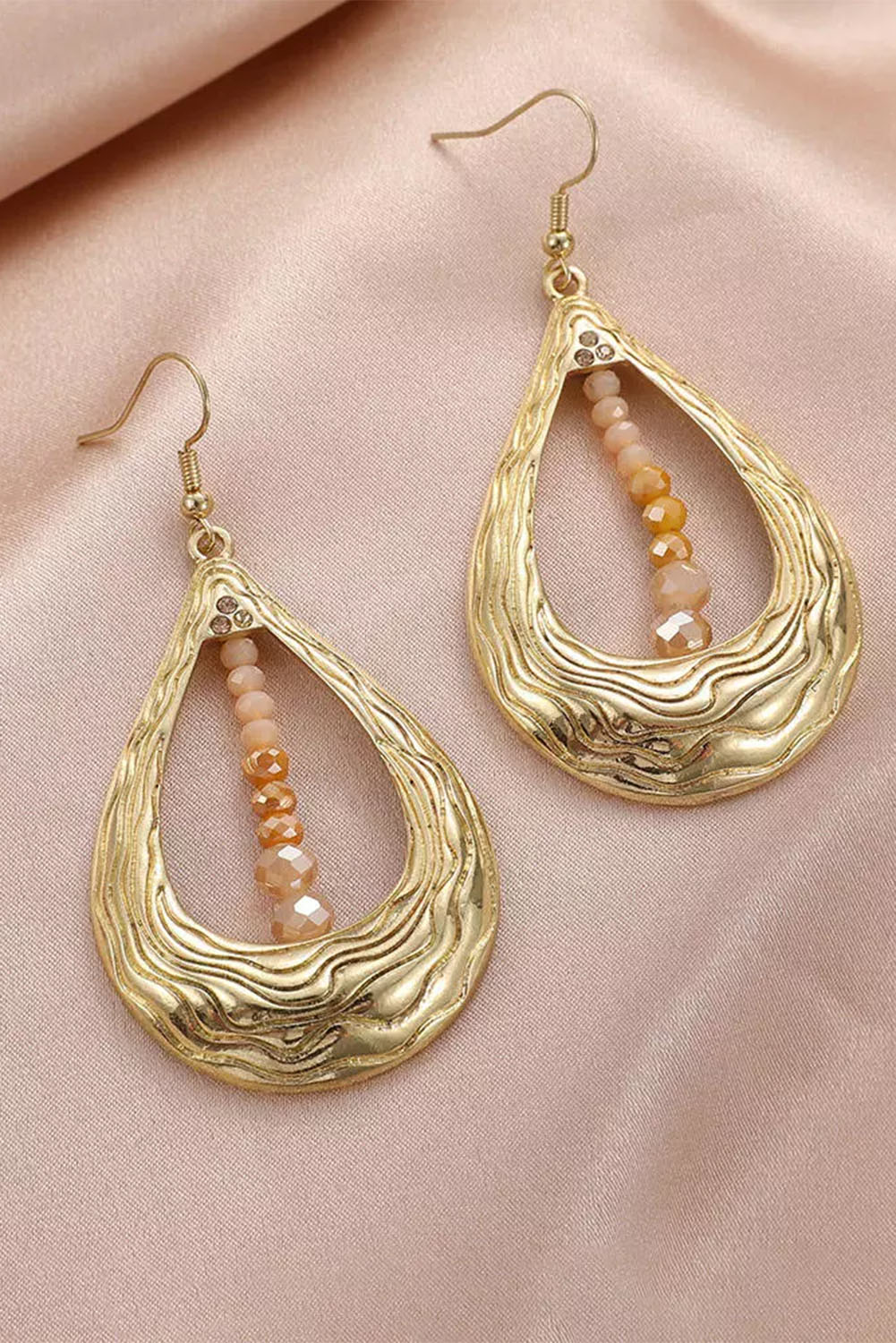 Gold Beaded Water Drop Hook Earrings Jewelry JT's Designer Fashion