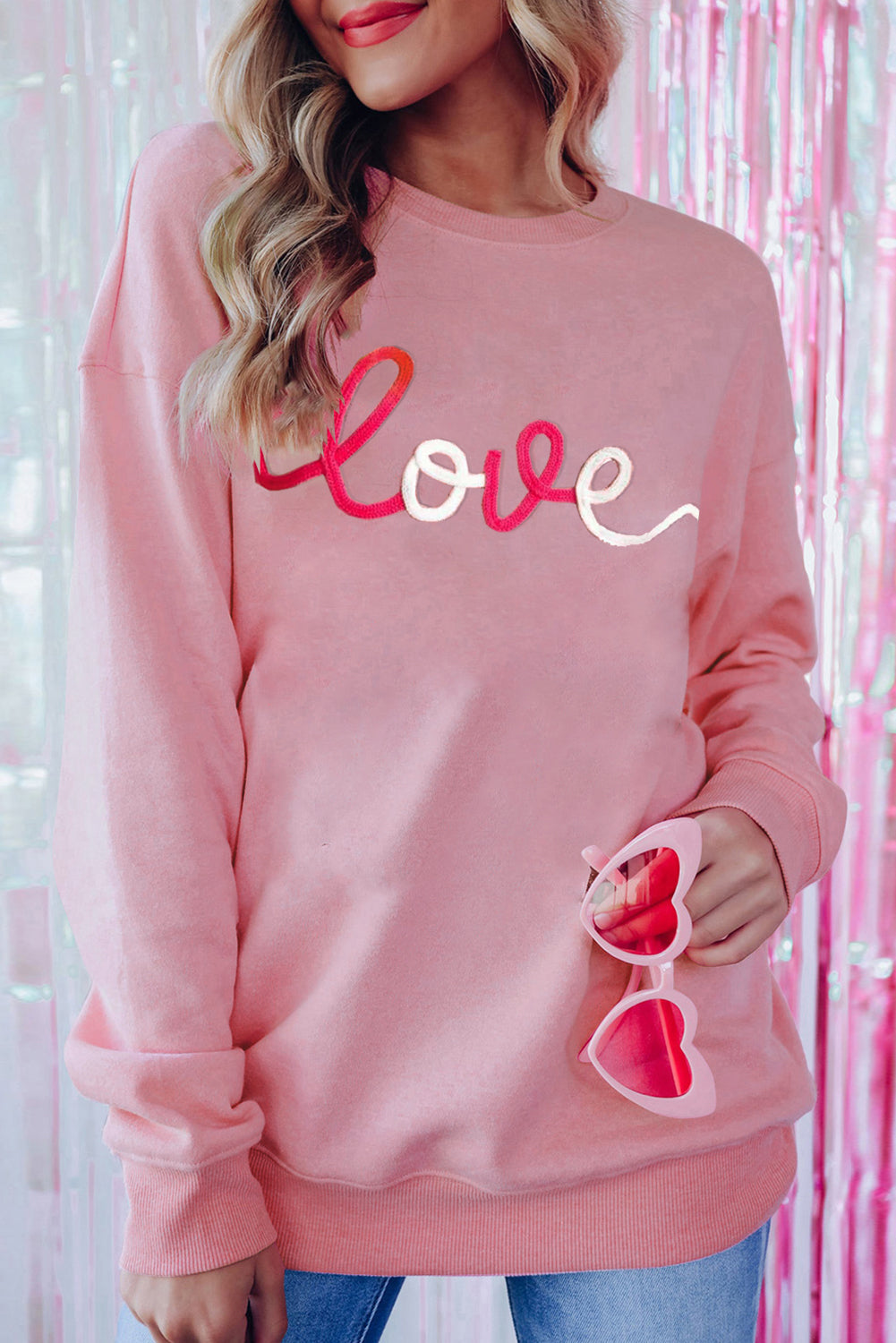 Pink love Graphic Pullover Sweatshirt Pre Order Sweaters & Cardigans JT's Designer Fashion