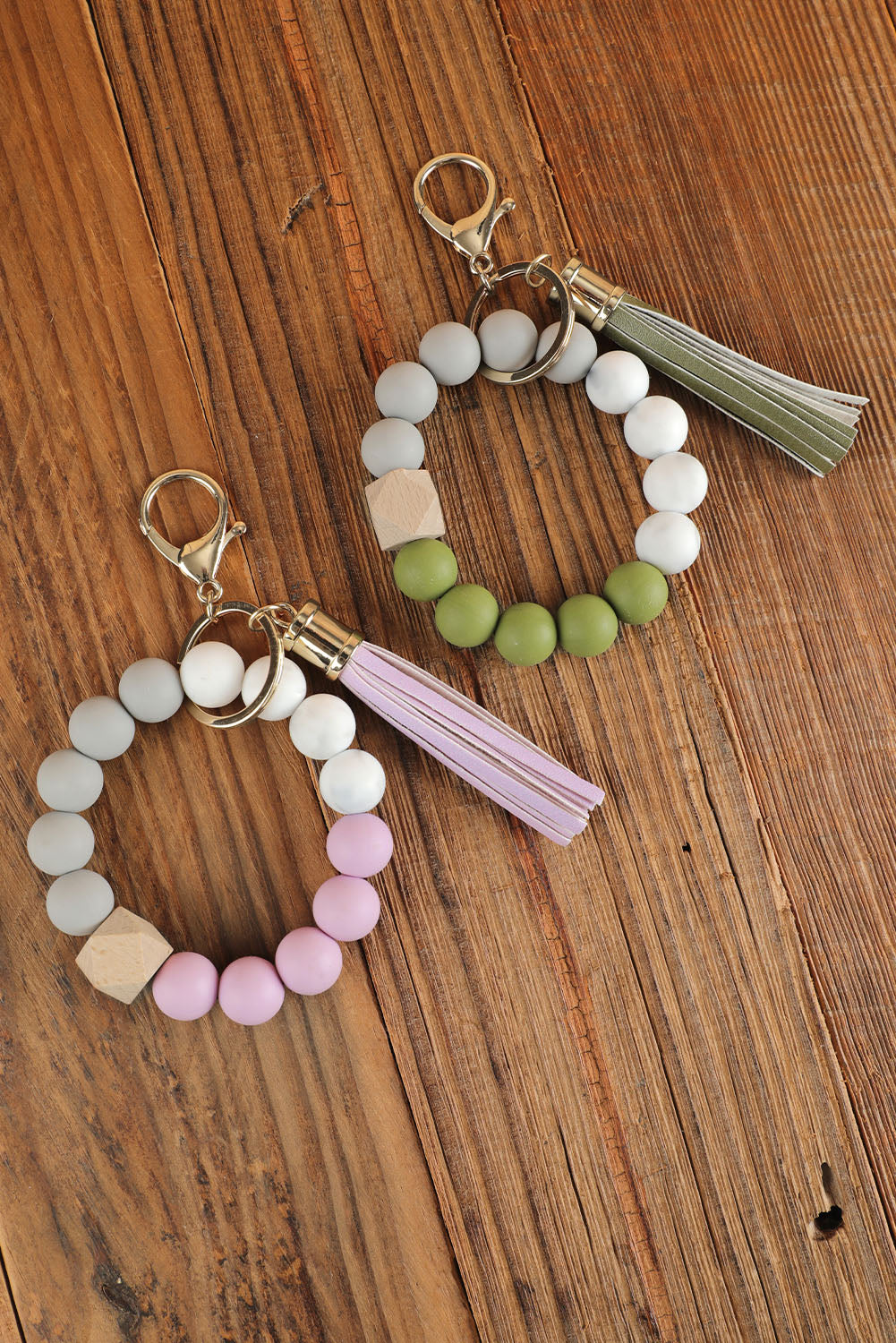 Pink Tassel Decor Silicone Bead Bracelet Keychain Other Accessories JT's Designer Fashion