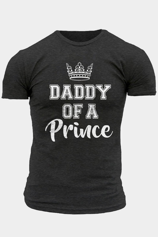 Gray DADDY OF A Prince Crown Print Men's Graphic T Shirt Gray 62%Polyester+32%Cotton+6%Elastane Men's Tops JT's Designer Fashion