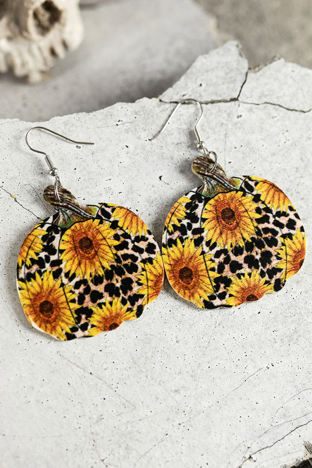 Multicolour Leopard Sunflower Pumpkin Hook Earrings Jewelry JT's Designer Fashion