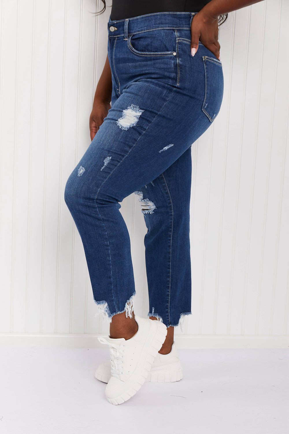 Judy Blue Kendall Full Size Shark-Bite Slim Jeans Jeans JT's Designer Fashion