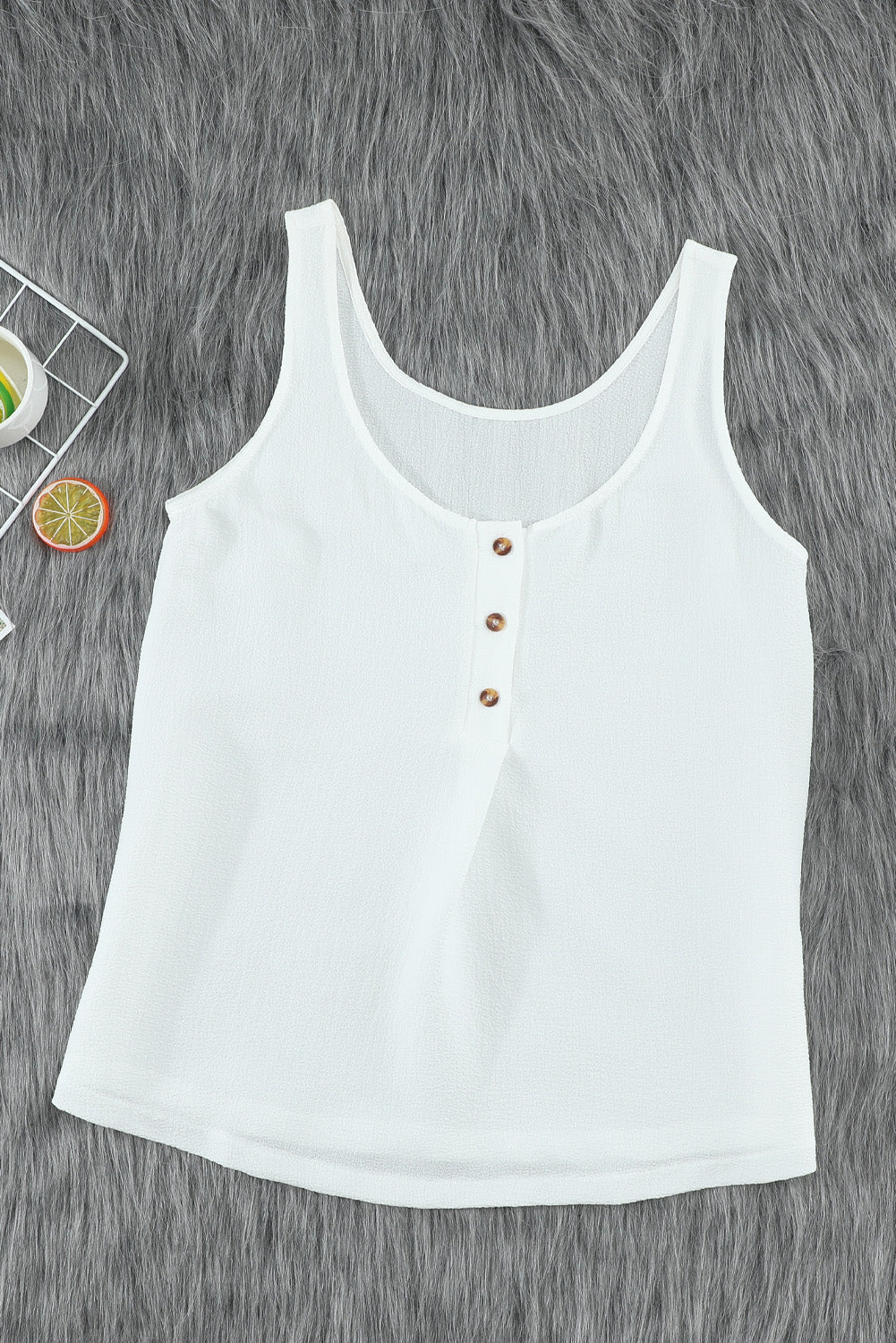 White Button Textured Tank Top Tank Tops JT's Designer Fashion