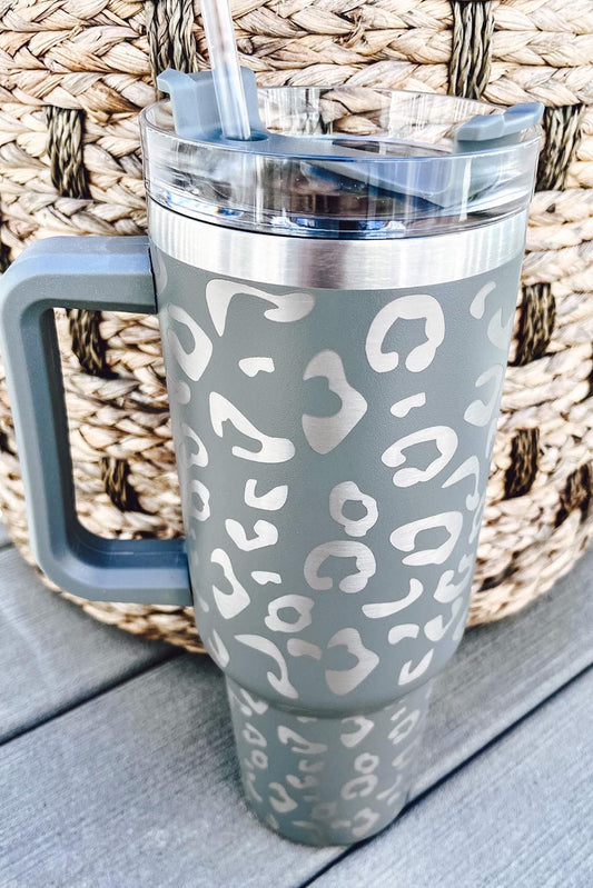 Gray Leopard Spotted 304 Stainless Double Insulated Cup 40oz Tumblers JT's Designer Fashion