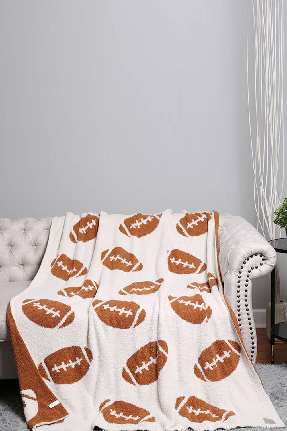 Chestnut Rugby Pattern Color Block Fleece Blanket 127*152cm Other Accessories JT's Designer Fashion