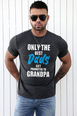 Gray Best Dad Promoted To Grandpa Mens Graphic Tee Men's Tops JT's Designer Fashion