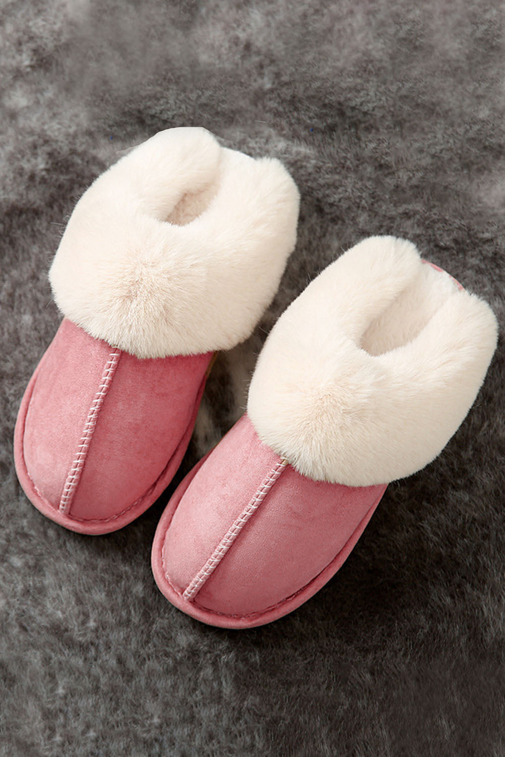 Pink Cut and Sew Faux Suede Plush Lined Slippers Slippers JT's Designer Fashion