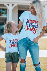 White HAPPY 4th OF JULY Printed Family Matching Kid's Graphic Tee Family T-shirts JT's Designer Fashion