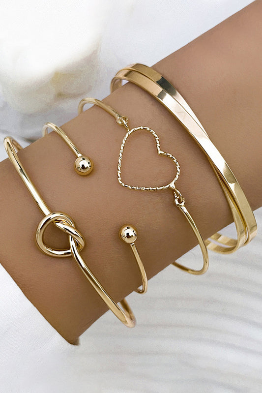 Gold Love Geometric Cross Bracelet 4-piece Set Jewelry JT's Designer Fashion