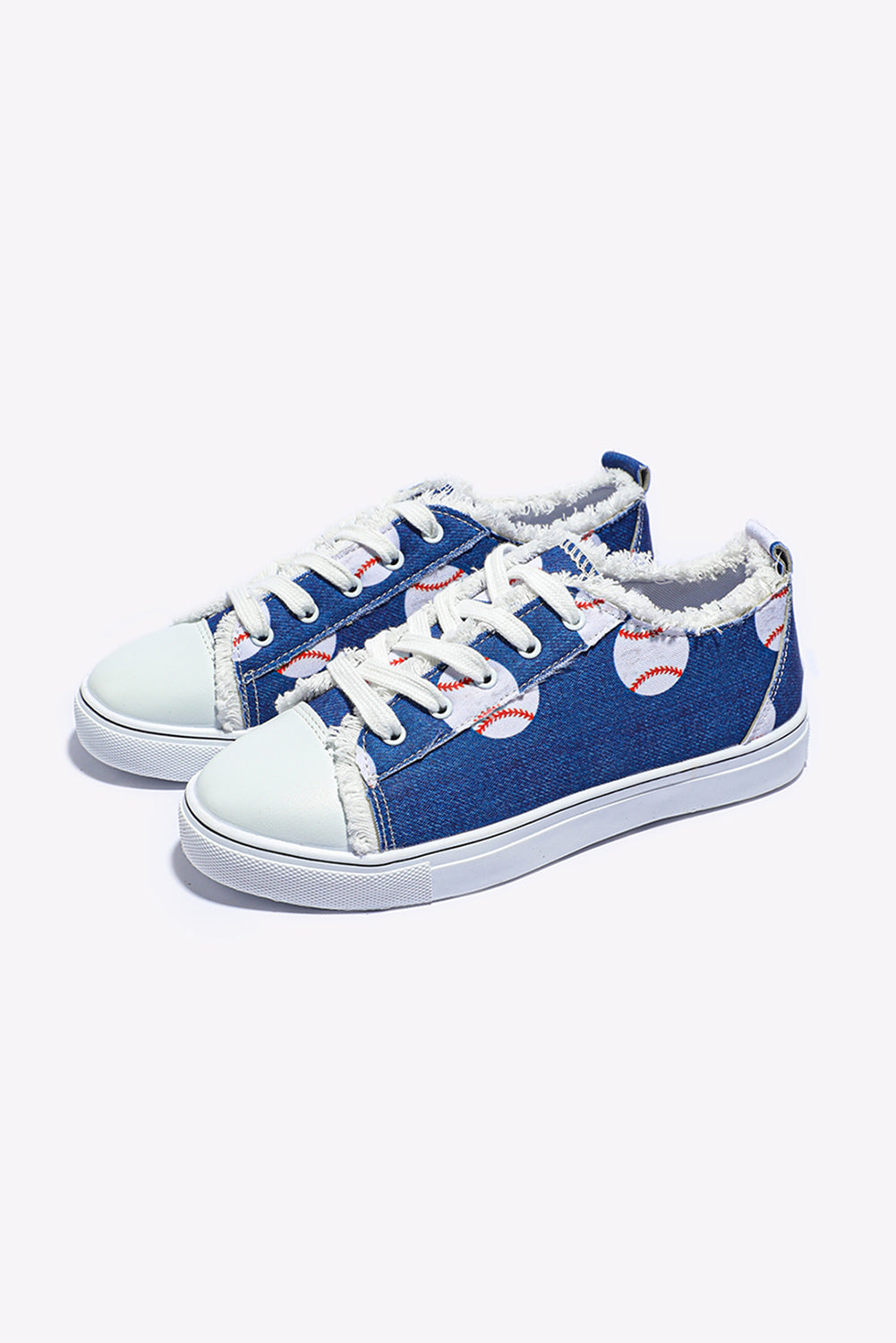 Sky Blue Casual Baseball Print Lacing Up Sneakers Women's Shoes JT's Designer Fashion