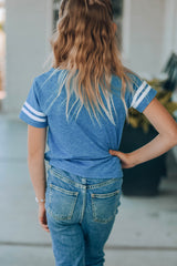 Blue Family Matching Letter Printed Tie Knot Short Sleeve Girl's Top Family T-shirts JT's Designer Fashion