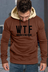 Brown Men's Letter Print Pocketed Slim-fit Long Sleeve Hoodie Brown Men's Tops JT's Designer Fashion