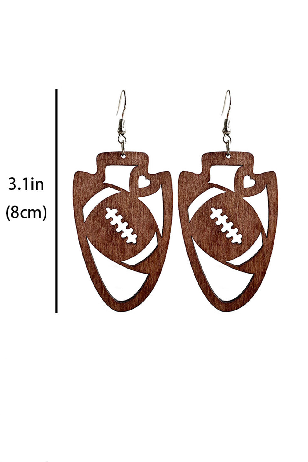 Coffee Rugby Carving Wooden Pendant Earrings Jewelry JT's Designer Fashion