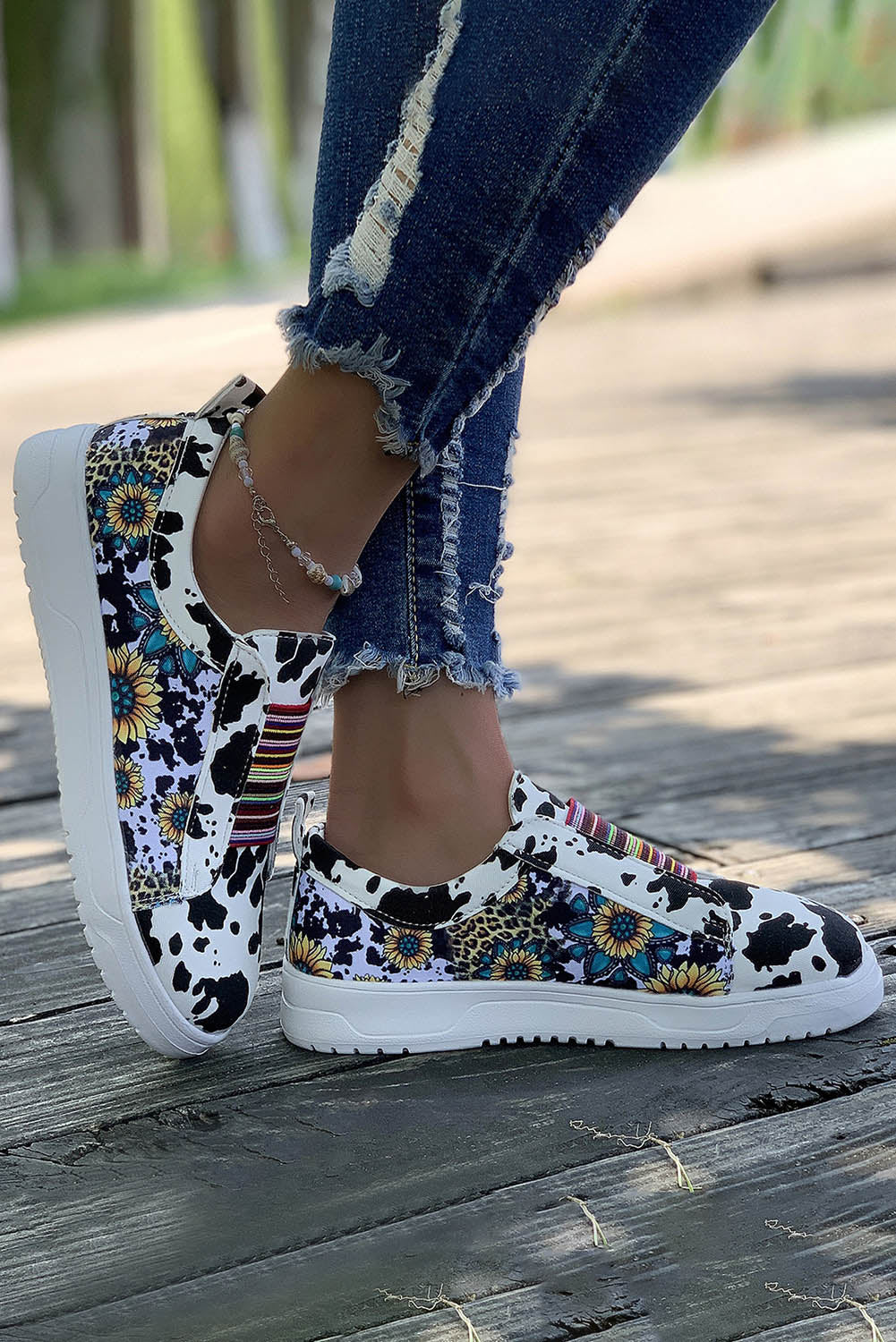 Multicolor Cow Spots Serape Western Fashion Shoes Women's Shoes JT's Designer Fashion