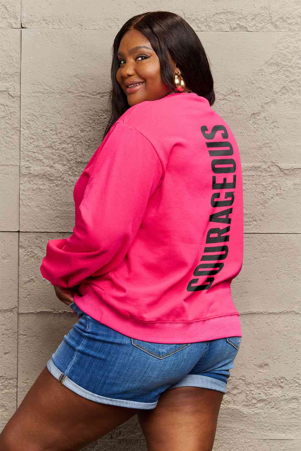 Simply Love Full Size COURAGEOUS Graphic Sweatshirt Graphic Sweatshirts JT's Designer Fashion