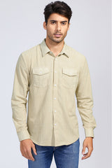 Apricot Men Corduroy Flap Pocket Button Front Shirt Men's Tops JT's Designer Fashion
