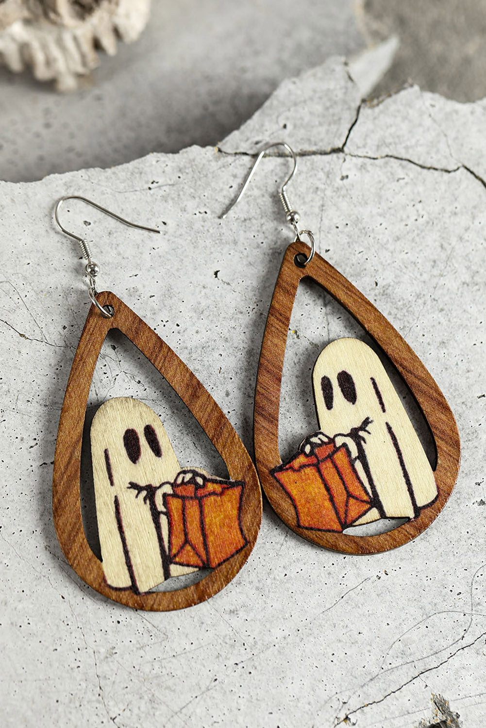 Wooden Water Drop Halloween Earrings Jewelry JT's Designer Fashion