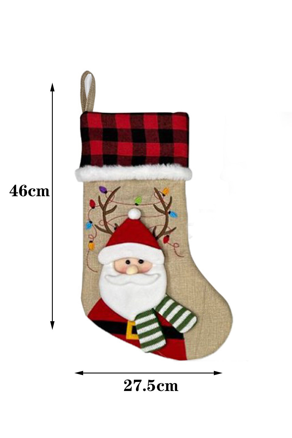 Red Dahlia Christmas Santa Claus Plaid Stocking Home Decor Other Accessories JT's Designer Fashion