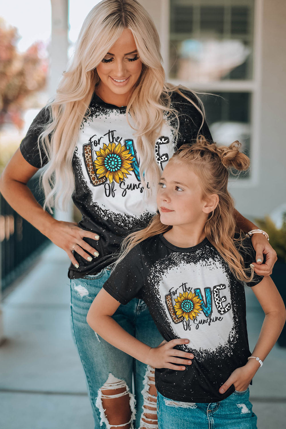 Black Family Matching Western LOVE Graphic Print Color Block Top Family T-shirts JT's Designer Fashion
