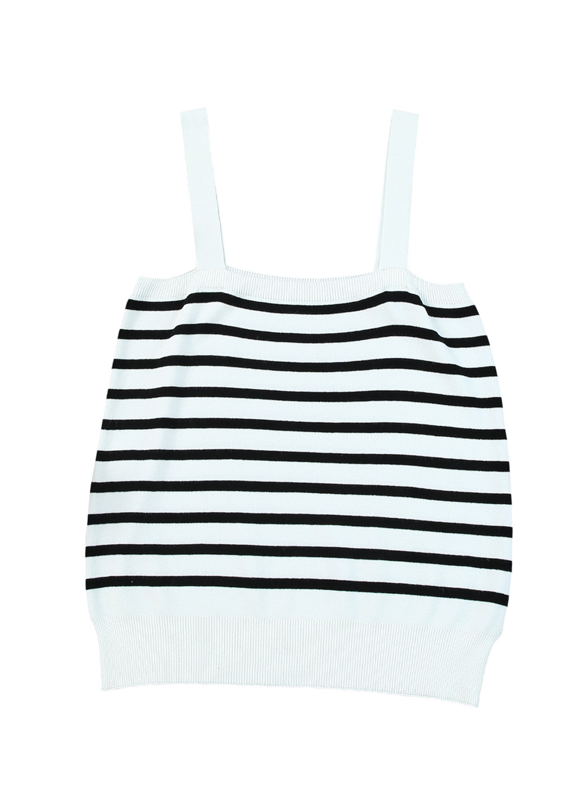 White Striped Tube Spaghetti Strap Knitted Tank Top Tank Tops JT's Designer Fashion