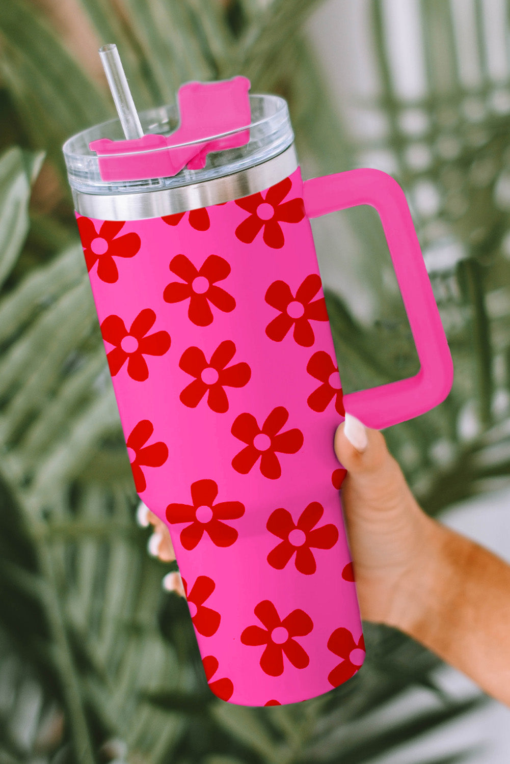 Rose Red 40oz Sweet Floral 304 Stainless Steel Double Insulated Cup Tumblers JT's Designer Fashion