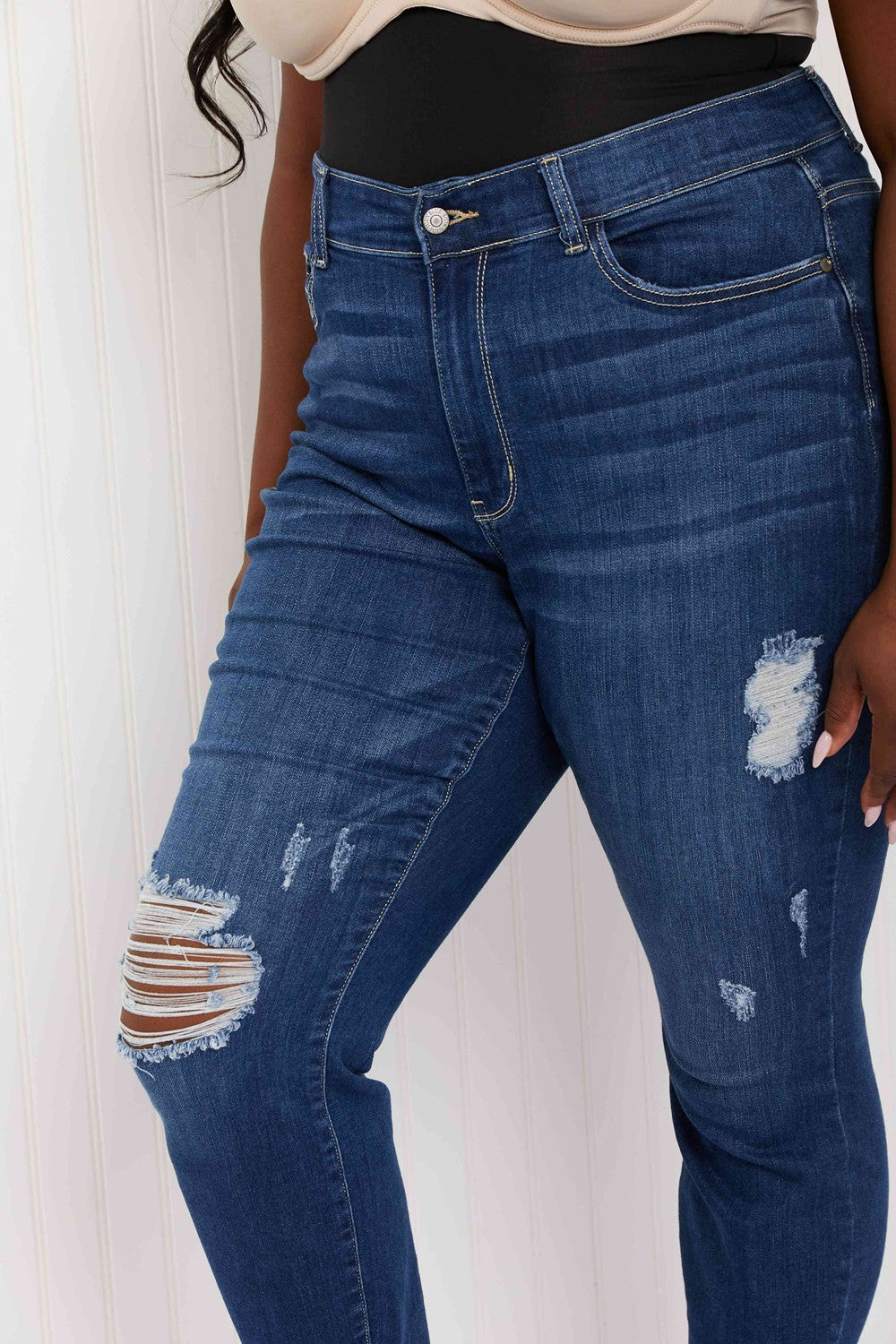 Judy Blue Kendall Full Size Shark-Bite Slim Jeans Jeans JT's Designer Fashion