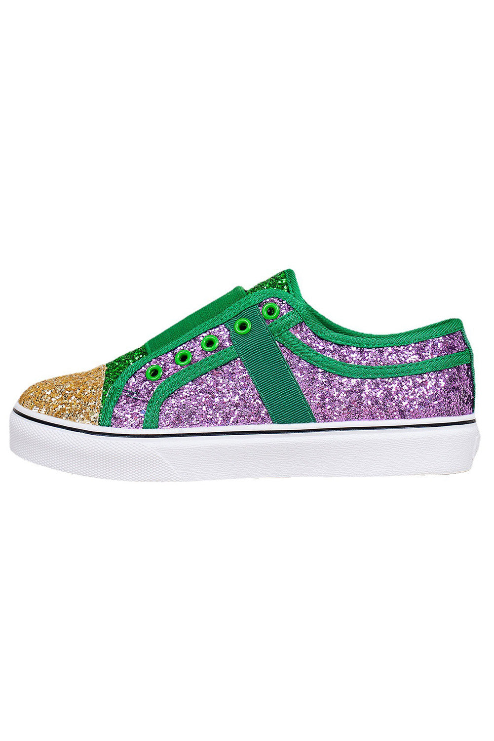 Green Sequin Color Block Slip-on Flat Shoes Women's Shoes JT's Designer Fashion