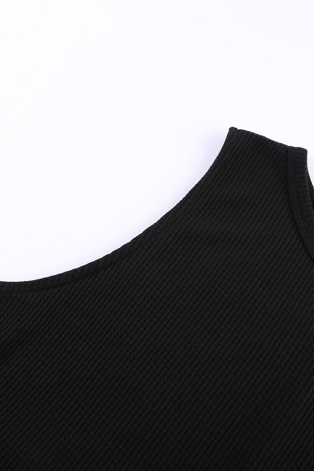 Black Crew Neck Waffle Tank Top Tank Tops JT's Designer Fashion