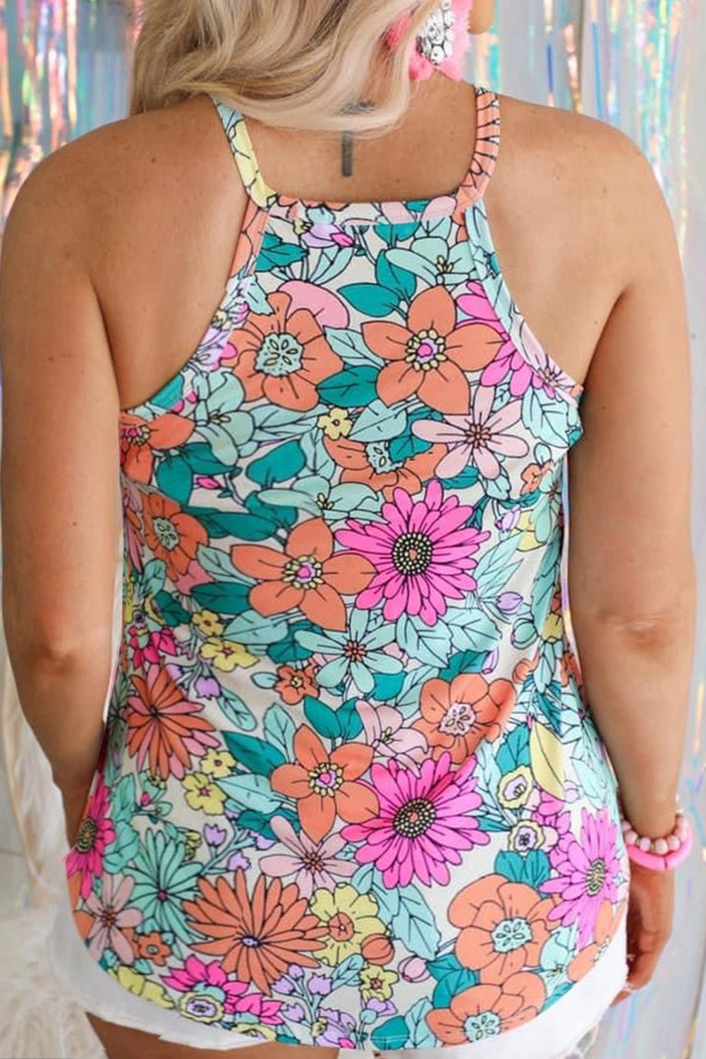 Multicolor Plus Size Floral Print Tank Top Plus Size Tops JT's Designer Fashion