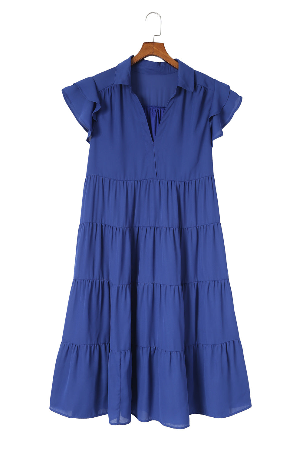 Blue Plus Size Ruffled Tiered A-line Midi Dress Plus Size Dresses JT's Designer Fashion