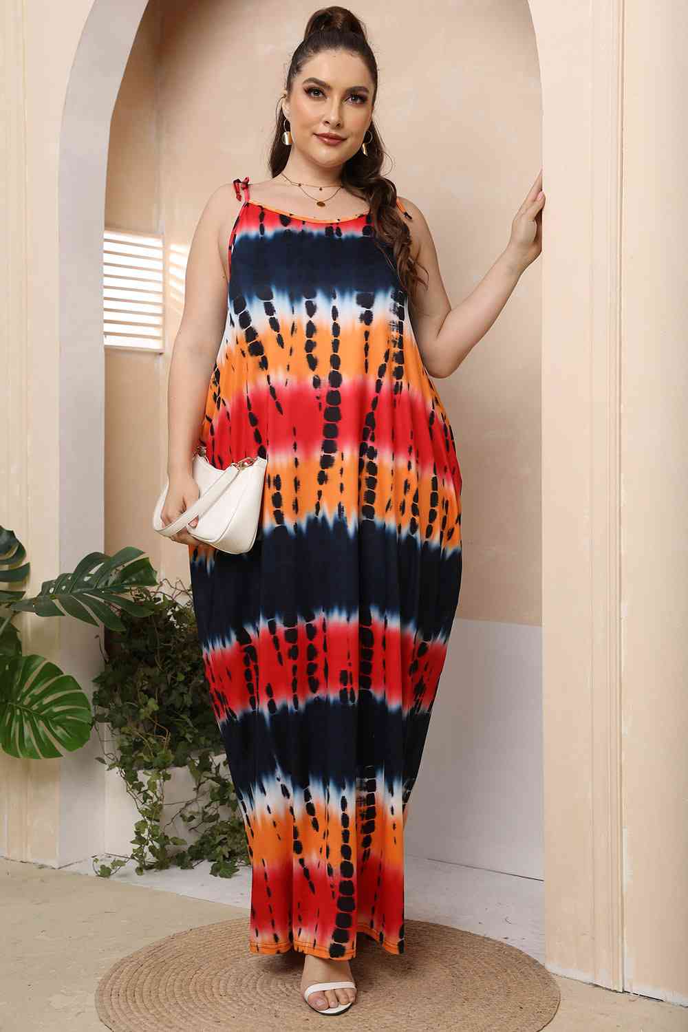 Plus Size Tie-Shoulder Maxi Dress Maxi Dresses JT's Designer Fashion