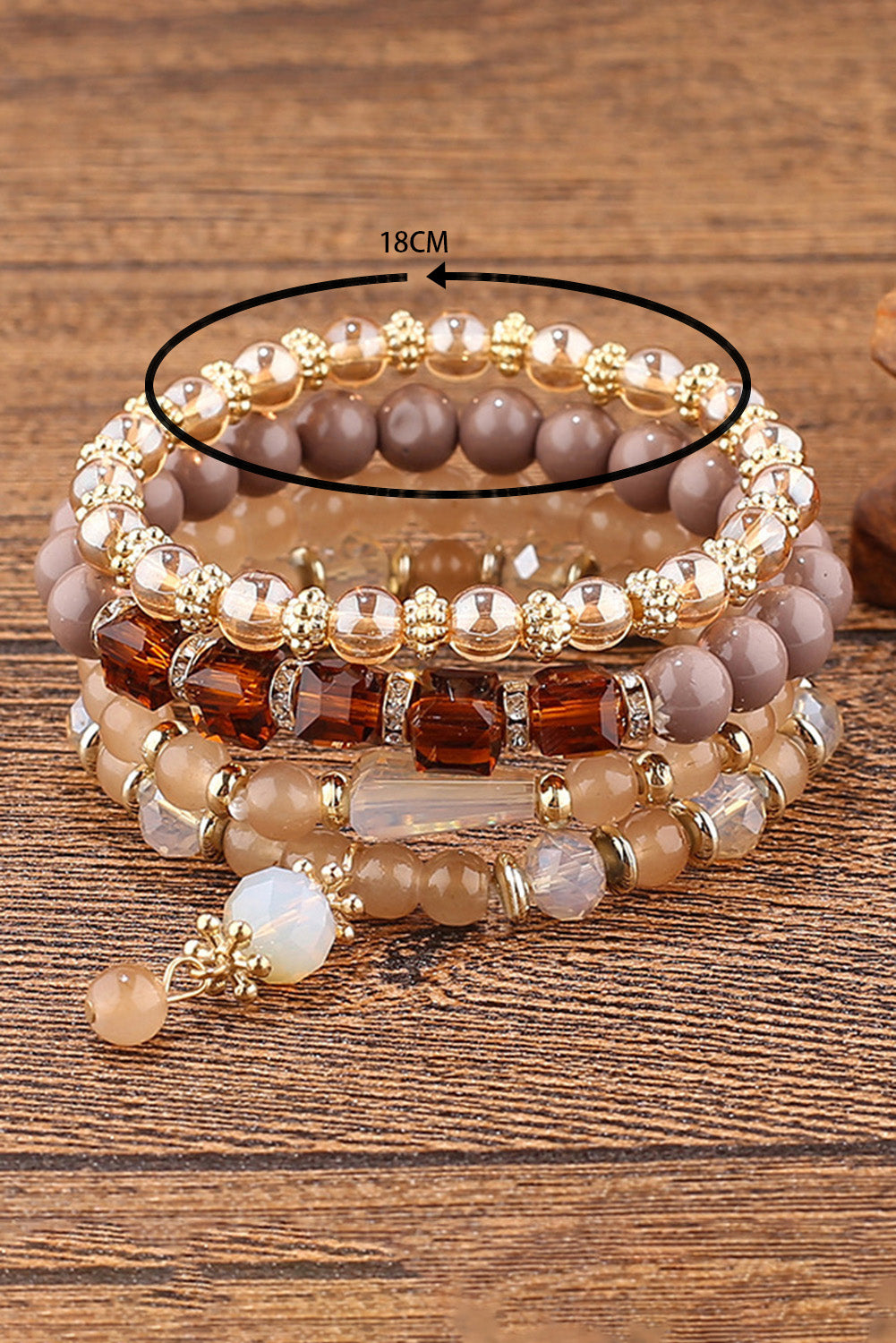 Apricot Multi-Beading Crystal Boho Bracelet Jewelry JT's Designer Fashion