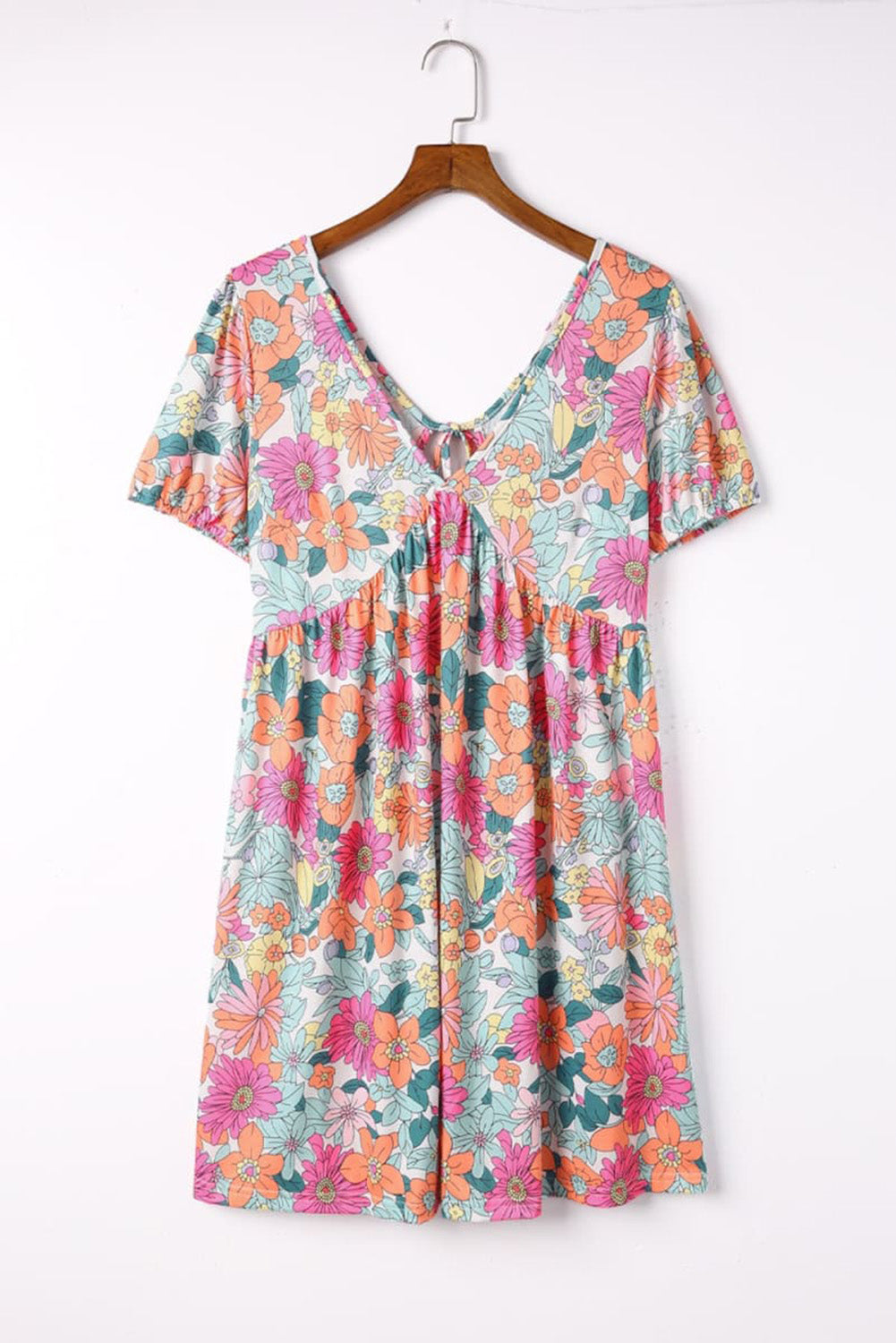 Multicolor Plus Size Cut-out Lace-up Back Flower Print Dress Plus Size JT's Designer Fashion