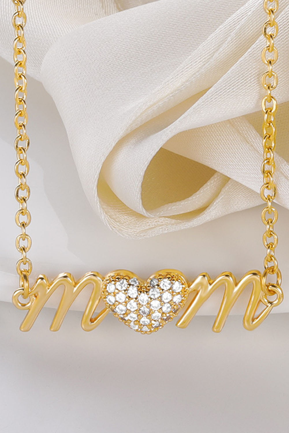 Gold Rhinestone Heart Accent mom Monogram Necklace Jewelry JT's Designer Fashion