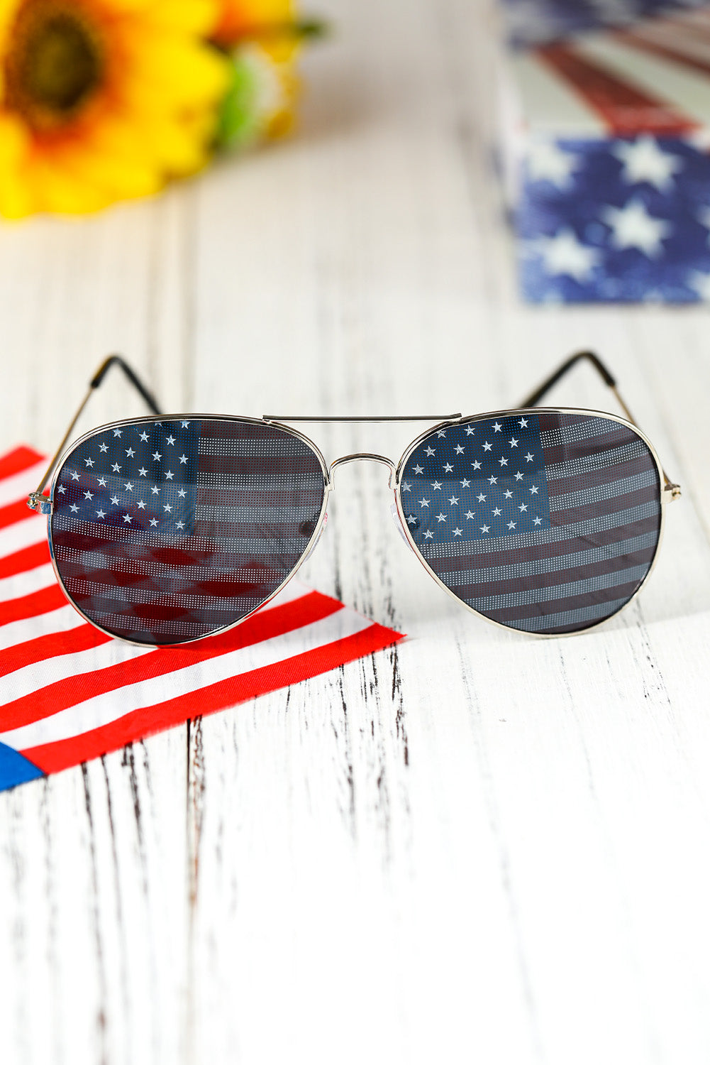 Black American Flag Lens Aviator Sunglasses Other Accessories JT's Designer Fashion