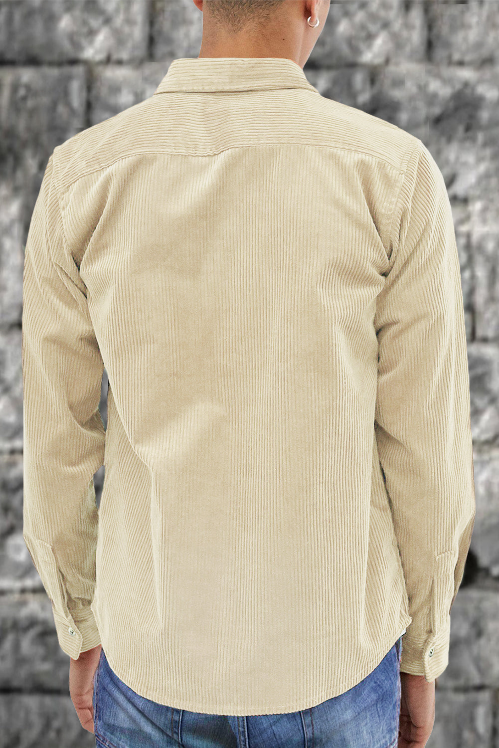 Apricot Men Corduroy Flap Pocket Button Front Shirt Men's Tops JT's Designer Fashion