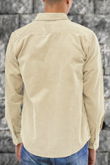 Apricot Men Corduroy Flap Pocket Button Front Shirt Men's Tops JT's Designer Fashion