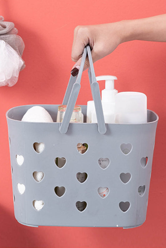 Gray Heart-shape Hollowed Plastic Storage Basket Other Accessories JT's Designer Fashion