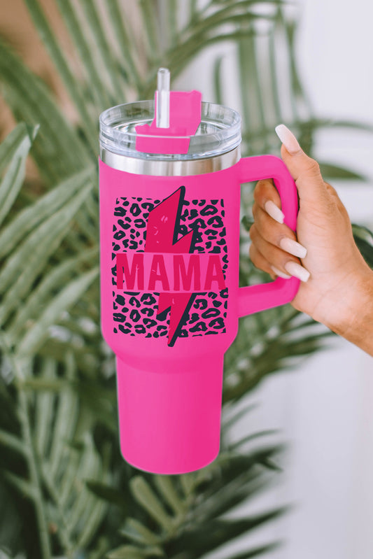 Rose Mama Lightning Leopard Print Straw Stainless Steel Insulate Cup 40oz Tumblers JT's Designer Fashion