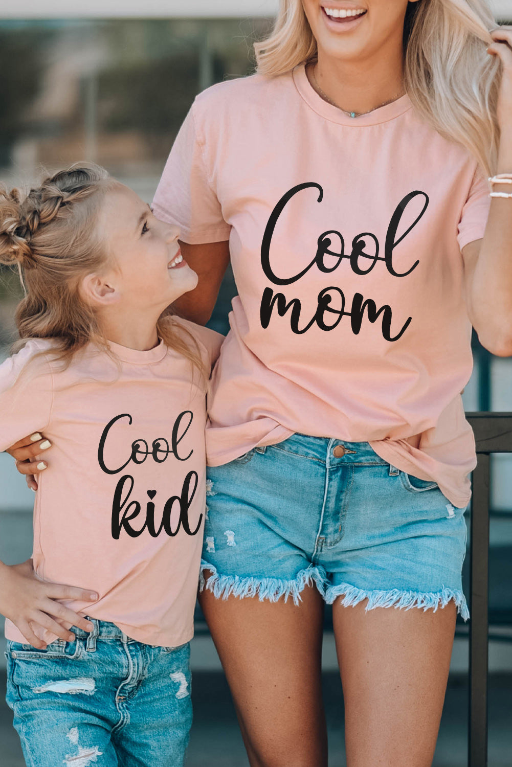 Pink Family Matching Cool Mom Crewneck Short Sleeve Top Family T-shirts JT's Designer Fashion