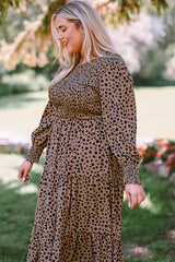 Pink Plus Size Leopard Print Smocked Tiered Dress Plus Size Dresses JT's Designer Fashion
