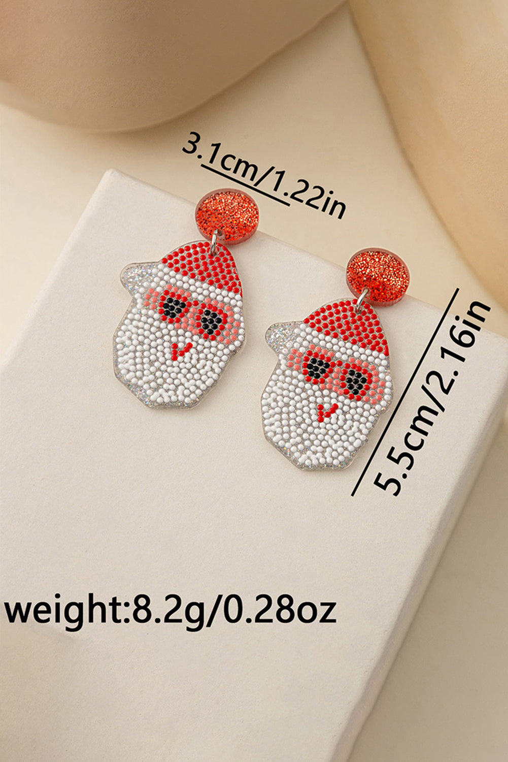 White Santa Claus Acrylic Earrings Jewelry JT's Designer Fashion