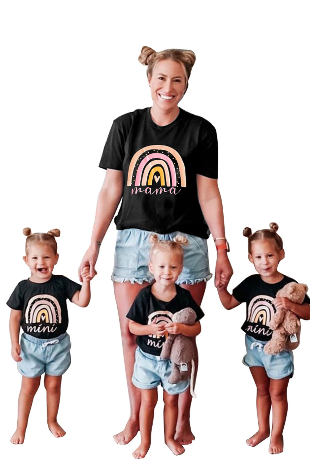 Black Rainbow mama Print Parent-child T-shirt Family T-shirts JT's Designer Fashion