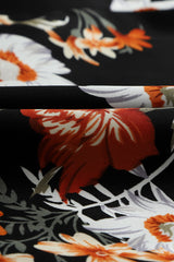 Black Plus Size Drawstring Long Sleeve Floral Dress Plus Size Dresses JT's Designer Fashion