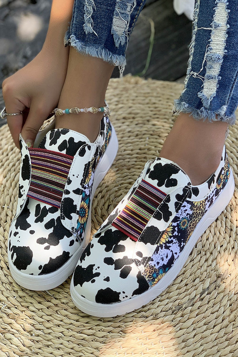 Multicolor Cow Spots Serape Western Fashion Shoes Women's Shoes JT's Designer Fashion